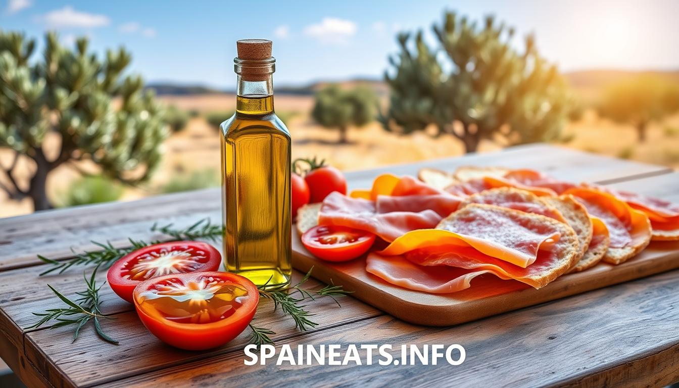 Olive oil and jamón